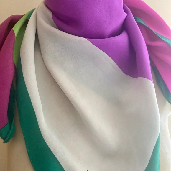 SIMON CHANG vintage silk scarf. Abstract and colourful - Picture 4 of 7